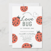 Kleine Liebe Bug Ladybug Girl 1. Geburtstag Einladung (Vorderseite)