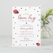 Kleine Liebe Bug Ladybug Girl Babydusche Einladung (Stehend Vorderseite)