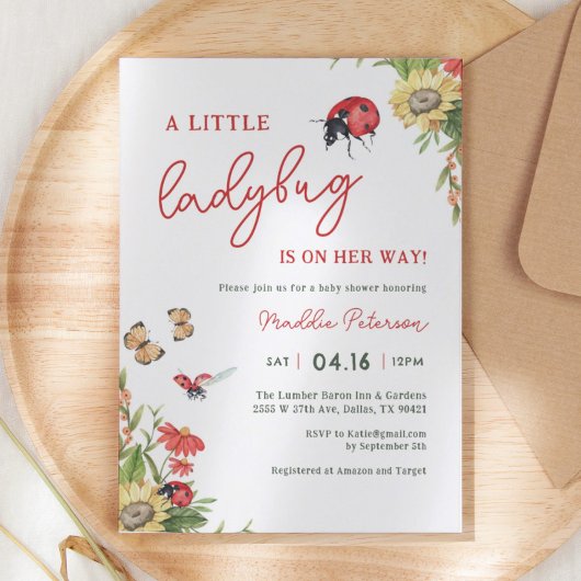 Kleine Liebe Bug Ladybug Girl Babydusche Einladung