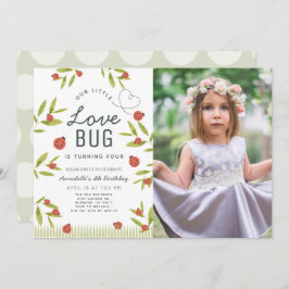 Kleine Liebe Bug Ladybug Girl Foto Geburtstag Einladung