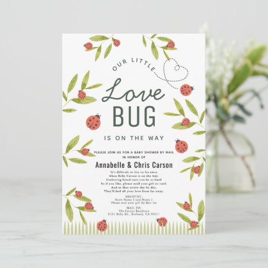 Kleine Liebe Bug Ladybug Kinderdusche per Mail Einladung (Stehend Vorderseite)