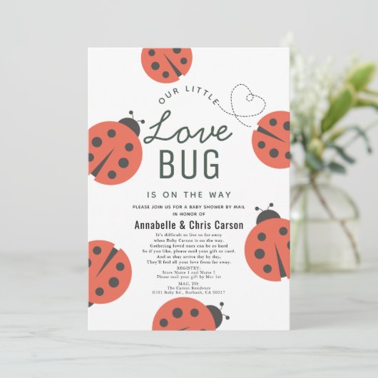 Kleine Liebe Bug Ladybug Kinderdusche per Mail Einladung (Stehend Vorderseite)