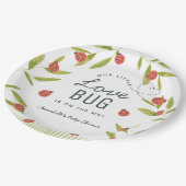 Kleine Liebe Bug Ladybug Leaf Babydusche Pappteller (Schrägansicht)