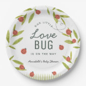 Kleine Liebe Bug Ladybug Leaf Babydusche Pappteller (Vorderseite)