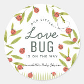 Kleine Liebe Bug Ladybug Leaf Babydusche Runder Aufkleber (Vorderseite)