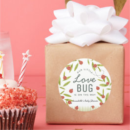 Kleine Liebe Bug Ladybug Leaf Babydusche Runder Aufkleber