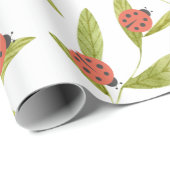 Kleine Liebe Bug Ladybug Leaf Wrapping Paper Geschenkpapier (Rolleneckpunkt)