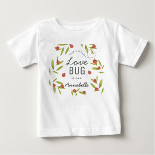 Kleine Liebe Bug Ladybugs & Blätter Geburtstag Baby T-shirt