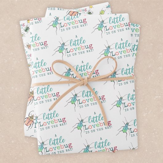 Kleine Liebe Bug on Way Baby Shower Geschenkpapier Set