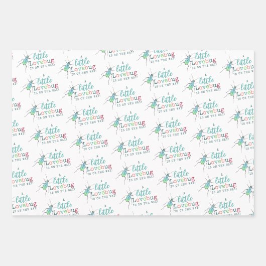 Kleine Liebe Bug on Way Baby Shower Geschenkpapier Set (Vorderseite)