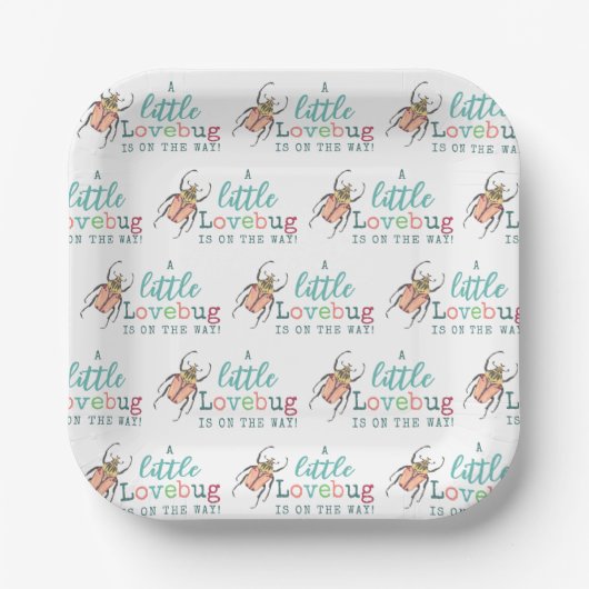 Kleine Liebe Bug on Way Baby Shower Pappteller (Vorderseite)