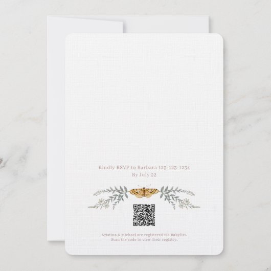 Kleine Liebe Bug QR Code Kinderdusche Einladung (Rückseite)