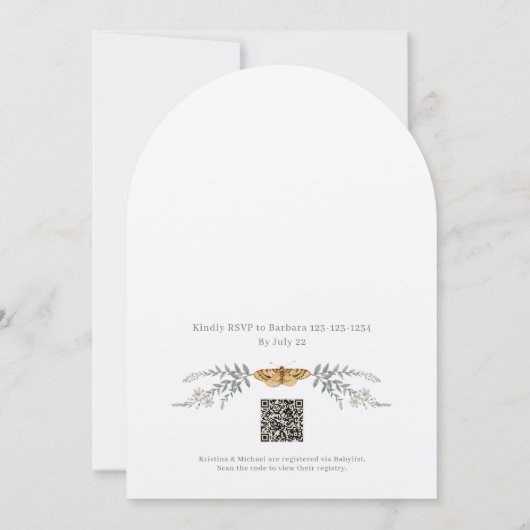 Kleine Liebe Bug QR Code Kinderdusche Einladung (Rückseite)