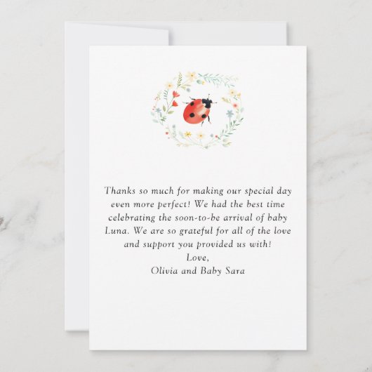 Kleine Liebe Bug Wildblume Kinderdusche Dankeskarte (Rückseite)