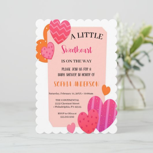 Kleine Liebe mit Wasserfarbenherzen Valentine Einladung (Stehend Vorderseite)