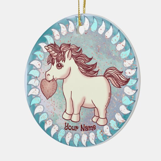 Kleine Liebe Unicorn Keramik Ornament (Links)