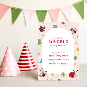 Kleine Liebeskäfer-Blumenmädchen-Baby-Party Einladung