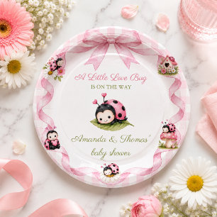Kleine Liebeskäfer Mädchen Baby Shower Pappteller