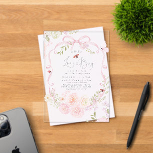 Kleine Liebeswanze Rosa Schleife Baby Shower Acryleinladungen