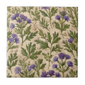 Kleine Lila Asters Taupe Fliese (Vorderseite)