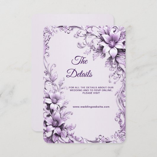 Kleine lila Blumen Detailkarte Begleitkarte (Vorne/Hinten)