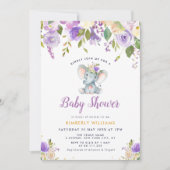 kleine lila Blütendusche Einladung (Vorderseite)