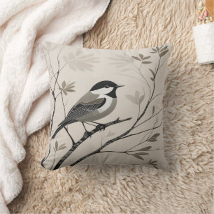 Kleine Linien Vogelmalerei Sleek Design Kissen