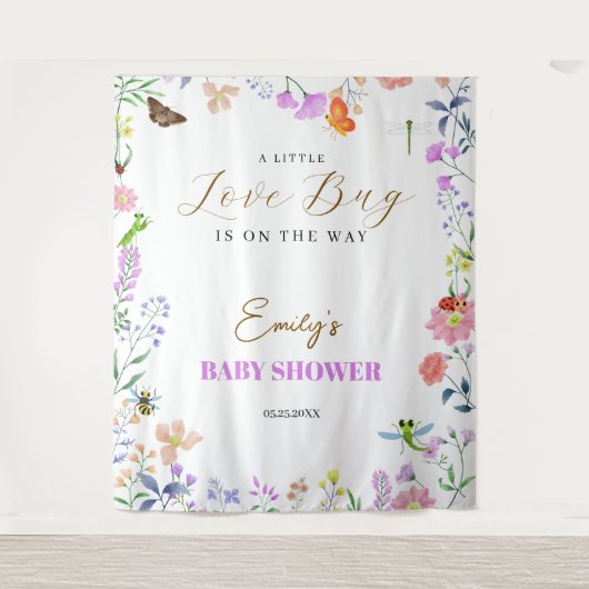 Kleine Love Bug Baby Shower Wandteppich (Vorderseite)