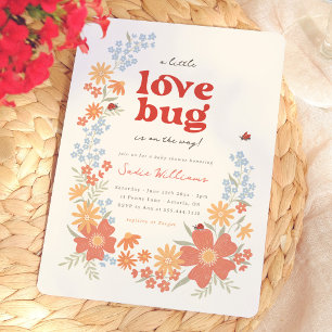 Kleine Love Bug Mädchen Retro-Baby-Party Einladung
