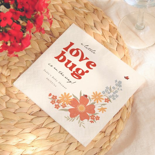 Kleine Love Bug Mädchen Retro-Baby-Party Serviette