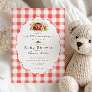 Kleine Lovebug Gingham-Baby-Party Einladung