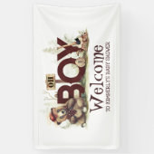 Kleine Lumberjack Bear Baby Dusche Willkommen Banner (Vertikal)