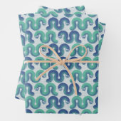 Kleine lustige Schlangen (Türkis und Blau) Geschenkpapier Set (Beispiel)