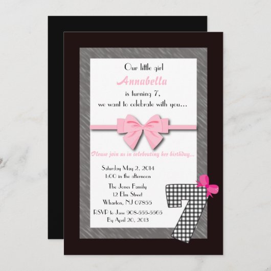 Kleine Mädchen 6. Geburtstag Einladung (Vorne/Hinten)