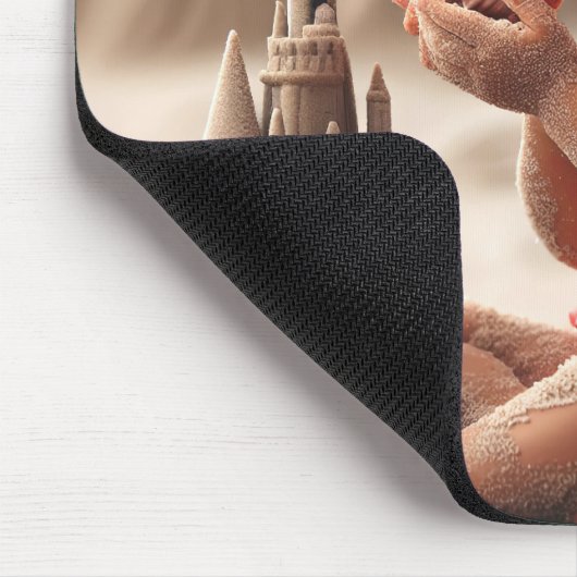 Kleine Mädchen bewundern Seashell Mousepad (Ecke)