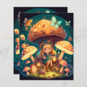 Kleine Mädchen-Elfe unter Pilzen (Vorne/Hinten)