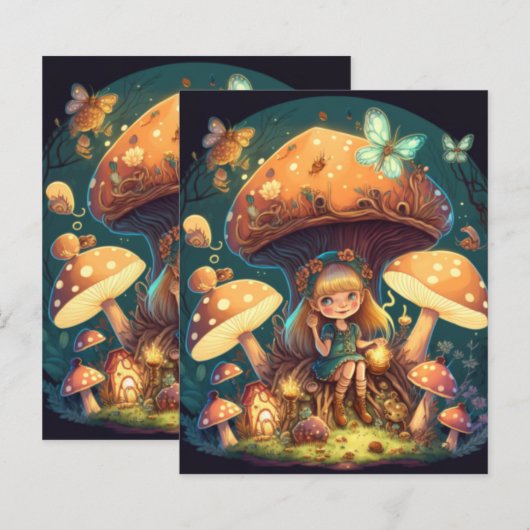 Kleine Mädchen-Elfe unter Pilzen (Vorne/Hinten)