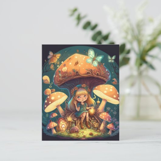 Kleine Mädchen-Elfe unter Pilzen (Stehend Vorderseite)