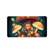 Kleine Mädchen-Elfe unter Pilzen