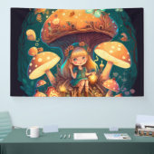 Kleine Mädchen-Elfe unter Pilzen Banner (Messe)