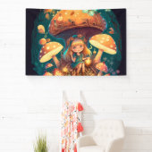 Kleine Mädchen-Elfe unter Pilzen Banner (InSitu)