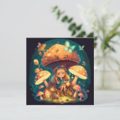 Kleine Mädchen-Elfe unter Pilzen Einladung (Stehend Vorderseite)