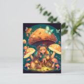 Kleine Mädchen-Elfe unter Pilzen Feiertagspostkarte (Stehend Vorderseite)