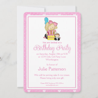 Kleine Mädchen Geburtstagsparty Einladung Pink 2