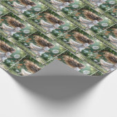 Kleine Mädchen jagen Schmetterlinge mit einem Netz Geschenkpapier (Ecke)