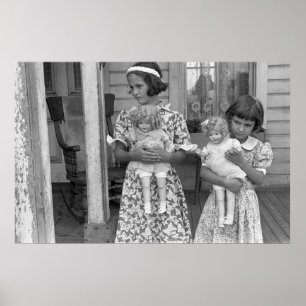 Kleine Mädchen mit Dolls, 1930er Poster