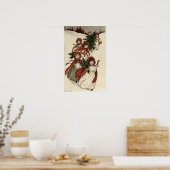 Kleine Mädchen mit Holly und dem Weihnachtsbaum Poster (Küche)