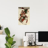 Kleine Mädchen mit Holly und dem Weihnachtsbaum Poster (Heimbüro)
