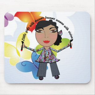 Kleine Mädchen mit Träumen werden Frauen mit Mousepad