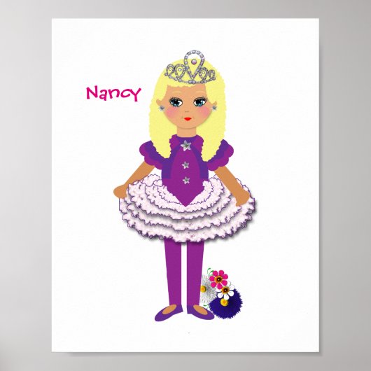 Kleine Mädchen Niedliche Personalisierte Märchenpr Poster (Vorne)